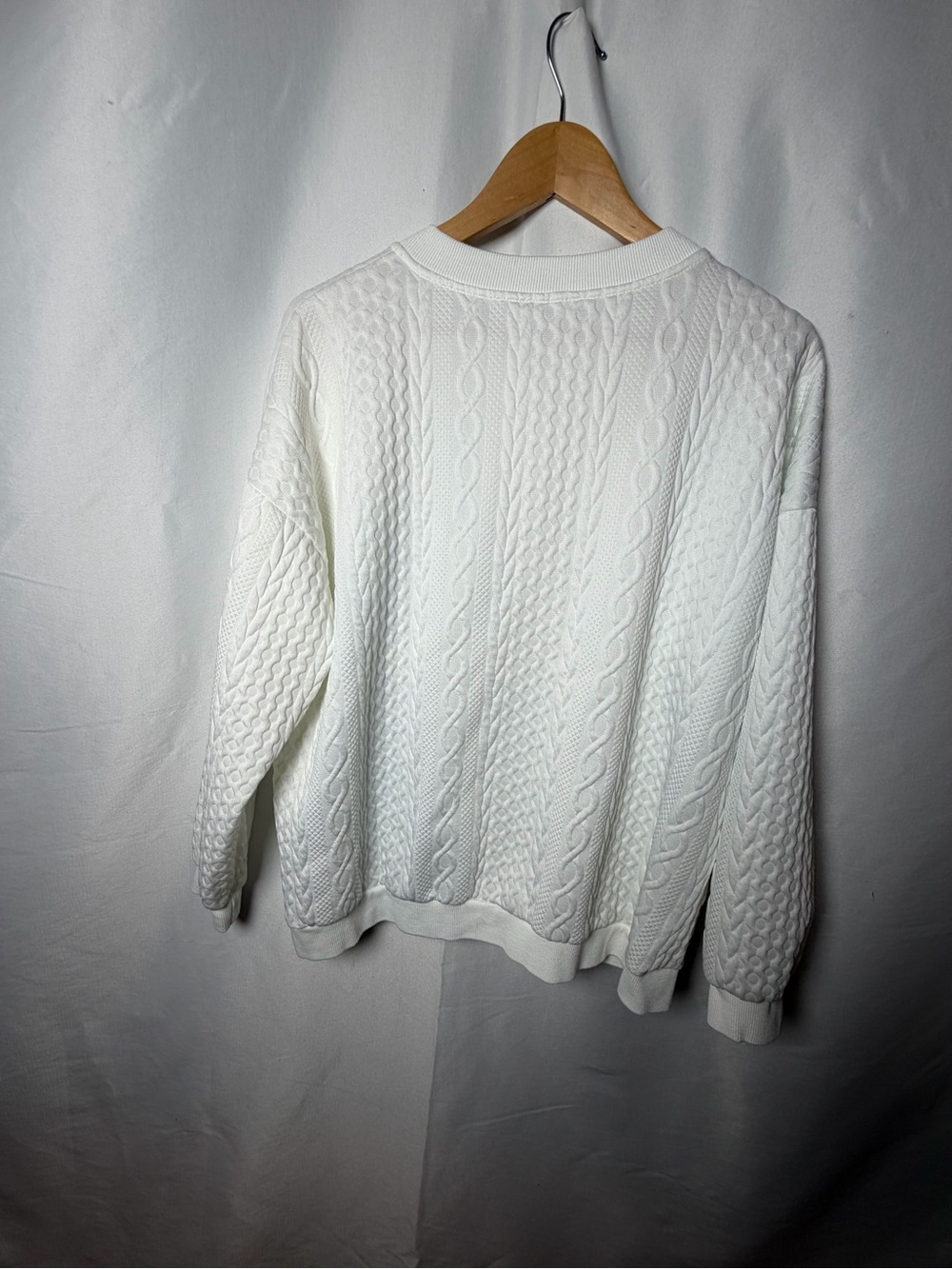 Cream Cable Knit Women's Sweater - Classic Crewneck